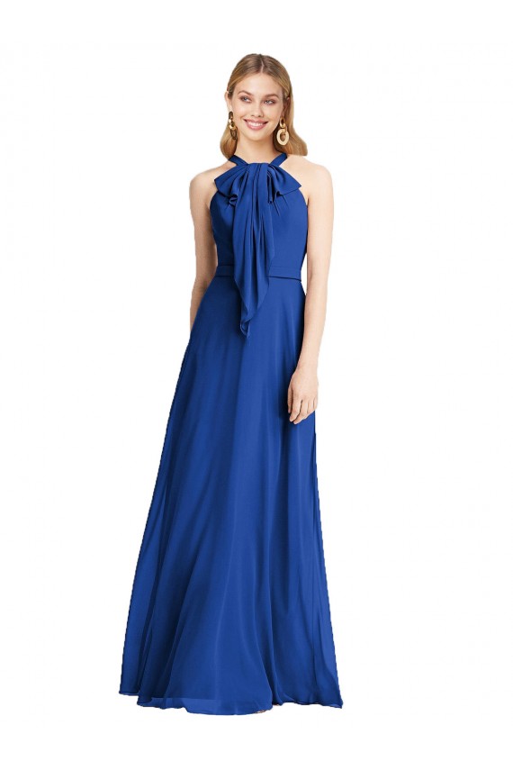 Fornecedor de Costas em V Sem Mangas Cabeçada Linha A Chiffon Vestidos de Madrinha
