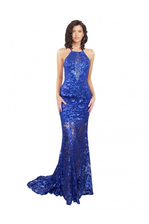 Fornecedor de Abrir de volta Sem Mangas Decote Alto Sereia Renda Vestidos de Madrinha / Vestidos de Festa