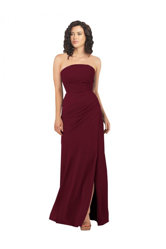 Fornecedor de Sem Mangas Sem alças Bainha Chiffon Longo Vestidos de Madrinha