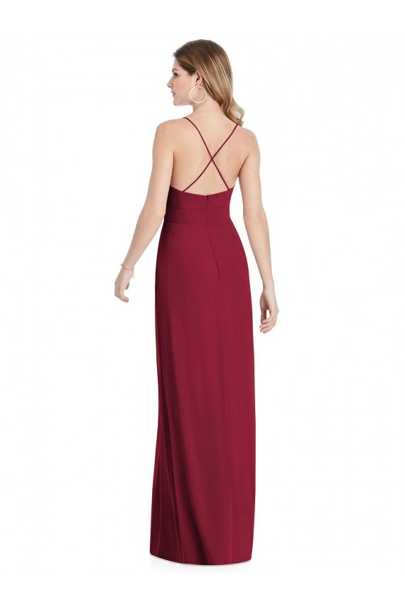 Fornecedor de Abrir de volta Sem Mangas Alças finas Linha A Chiffon Vestidos de Festa / Vestidos de Madrinha