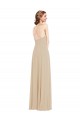 Fornecedor de Criss Cruz Sem Mangas Decote V Linha A Chiffon Champanhe Vestidos de Madrinha