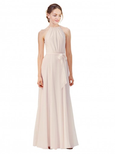 Fornecedor de Sem Mangas Barco Linha A Chiffon Vestidos de Madrinha