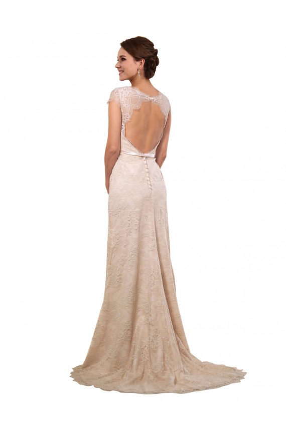 Fornecedor de Mangas Curtas Amor Bainha Renda Vestidos de Noiva