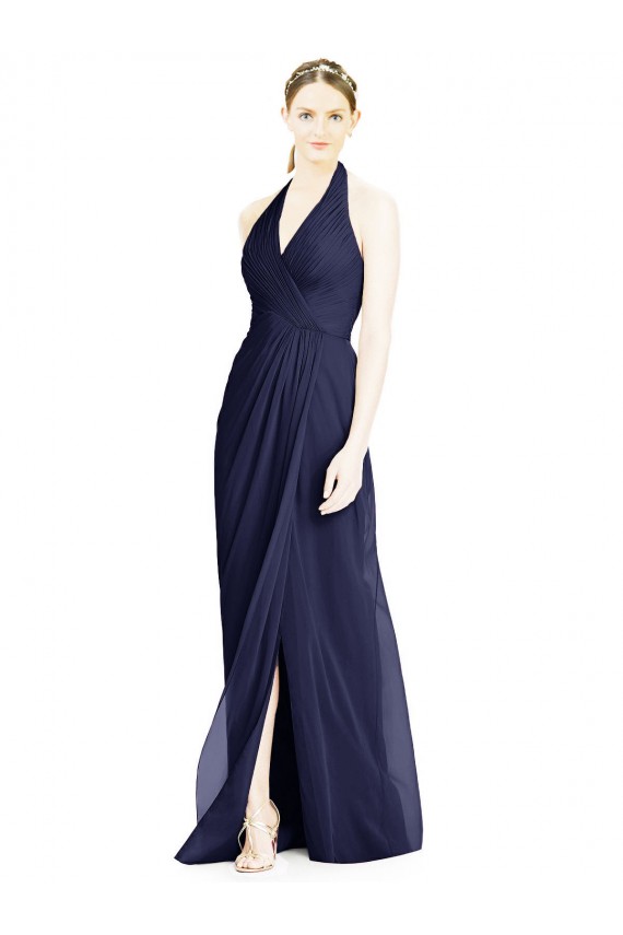 Fornecedor de Abrir de volta Sem Mangas Cabeçada Linha A Chiffon Vestido de Festa / Vestido de Madrinha