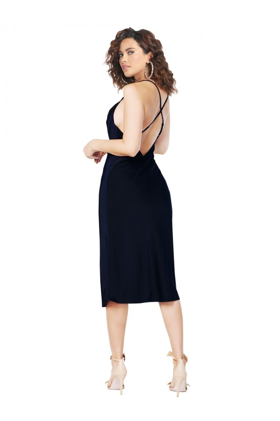 Fornecedor de Abrir de volta Sem Mangas Alças finas Linha A Cetim Sedoso Vestidos de Madrinha / Vestidos de Noite / Vestidos de Festa