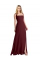 Fornecedor de Lombar Sem Mangas Decote Quadrado Linha A Chiffon Vestidos de Madrinha