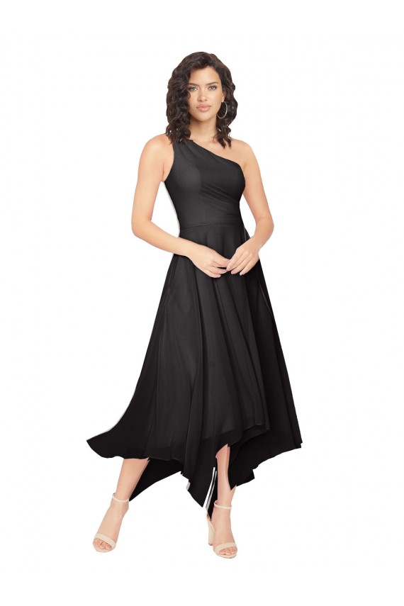 Fornecedor de Sem Mangas Um Ombro Linha A Chiffon Vestidos de Madrinha / Vestidos de Cocktail / Vestidos de Homecoming