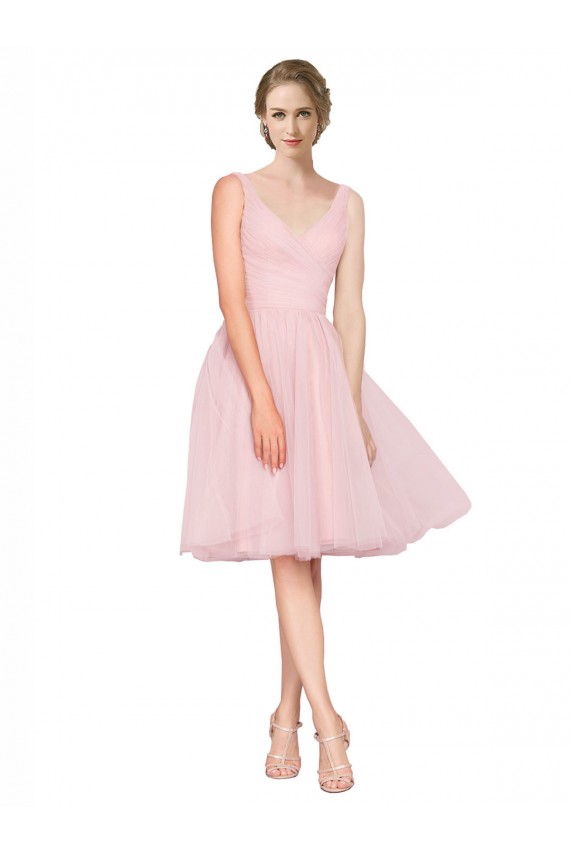Fornecedor de Sem Mangas Decote V Linha A Tule Vestidos de Madrinha / Vestidos de Cocktail / Vestidos de Homecoming
