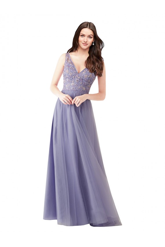 Fornecedor de Costas em V Sem Mangas Amor Linha A Tule & Renda Vestidos de Madrinha