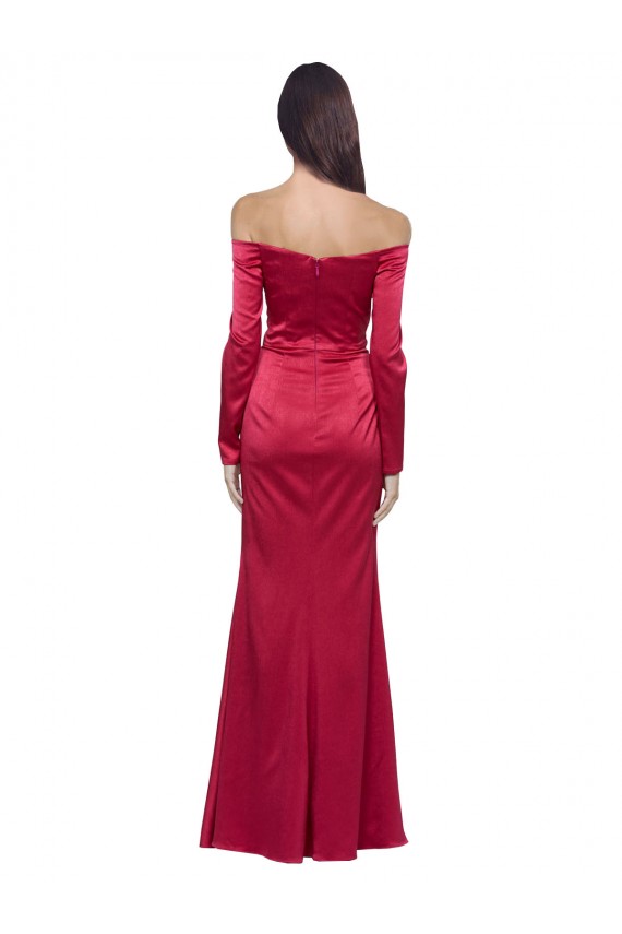 Fornecedor de Mangas Compridas Amor Bainha Cetim Elástico Vestidos de Madrinha / Vestidos de Noite / Vestidos de Festa