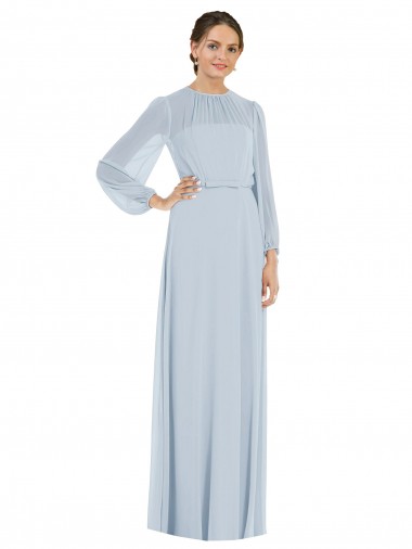 Fornecedor de Buraco da fechadura Mangas Bispo, Mangas Bufantes Sem alças Linha A Chiffon Vestidos de Madrinha / Vestidos de Noite